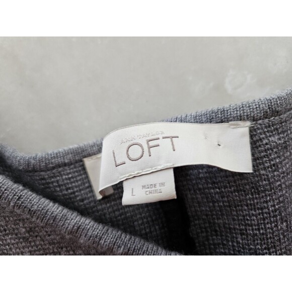 LOFT Bomber Jacket Womens Large Gray Tweed Full Zip Lined Pockets - Picture 9 of 12